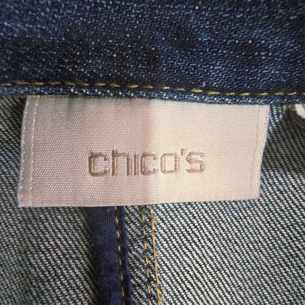 Chicos Denim Jacket with Rhinestone Button Details Size 3 (XL) - Picture 5 of 13